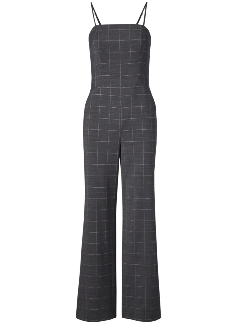 Banana Republic Shiny Plaid Strappy Jumpsuit Sz 4 Pockets Wool adjustable straps - Picture 2 of 10